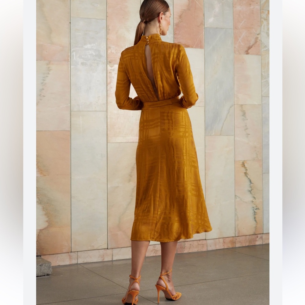 Undress IWEARUNDRESS mustard Cupro Midi Dress Romee Turtleneck Midi Dress
